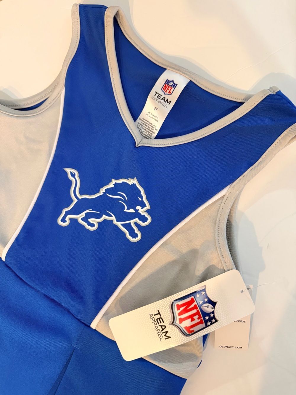 NFL Detroit Lions Cheerleader Dress 3T Gray Blue Pleated Sleeveless